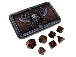 SkullSplitter Metal Dice Sets Black w/Red Numbers