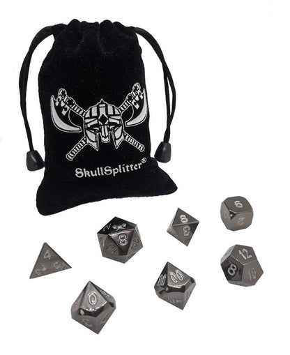 SkullSplitter Metal Dice Sets Black w/Silver Numbers